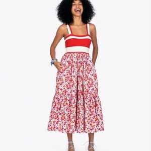 Tanya Taylor Red and White Floral Dress